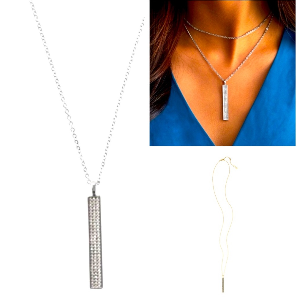 Chloe + Isabel Pave Bar Long Pendant Necklace